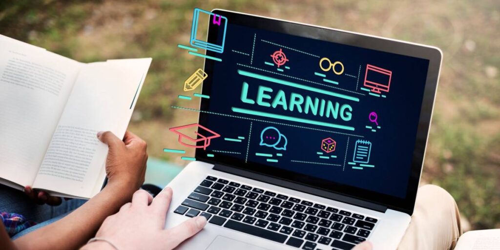 Laptop screen displaying educational content, symbolizing online learning and digital education.